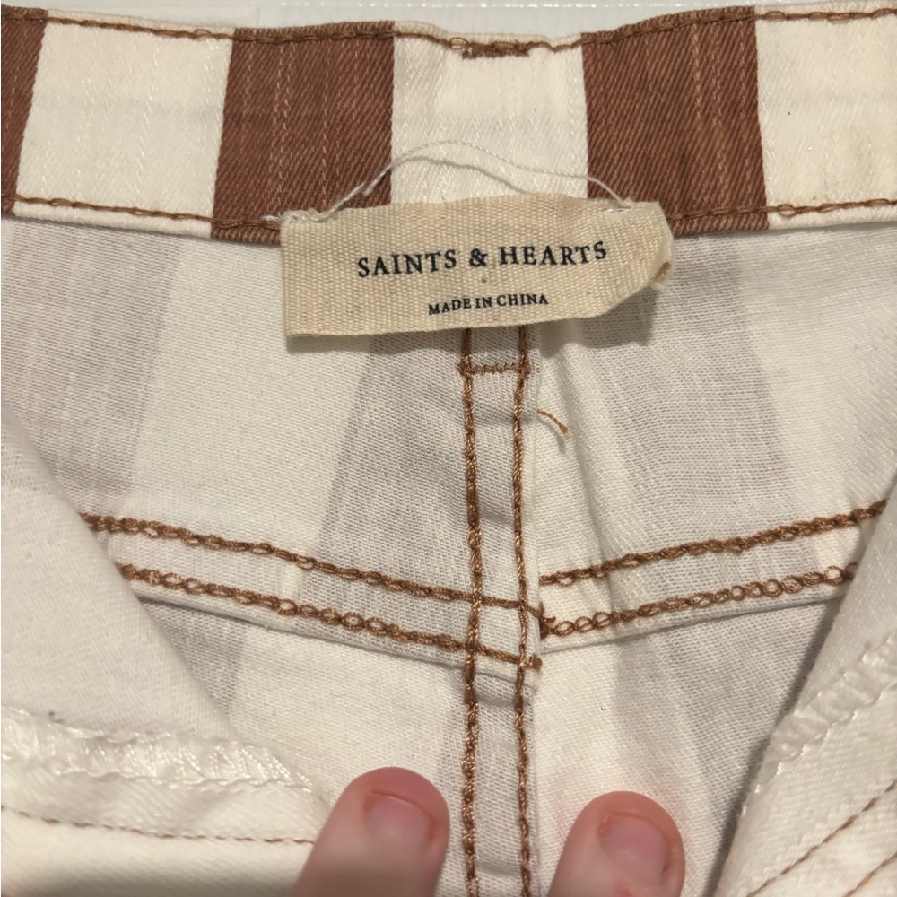 Brown and White Striped Flare Jeans - Picture 4 of 5